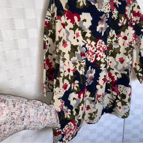 Chico’s Womens Blouse Shirt Chico Size 2 Womens Size Large Floral Pockets - Picture 4 of 9